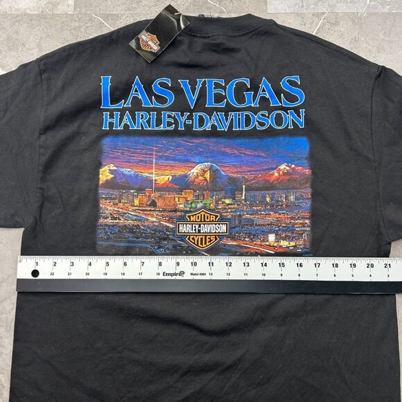 Harley Davidson Graphic Tee Mens Large Eagle Las Vegas Short Sleeve Black - Picture 7 of 9